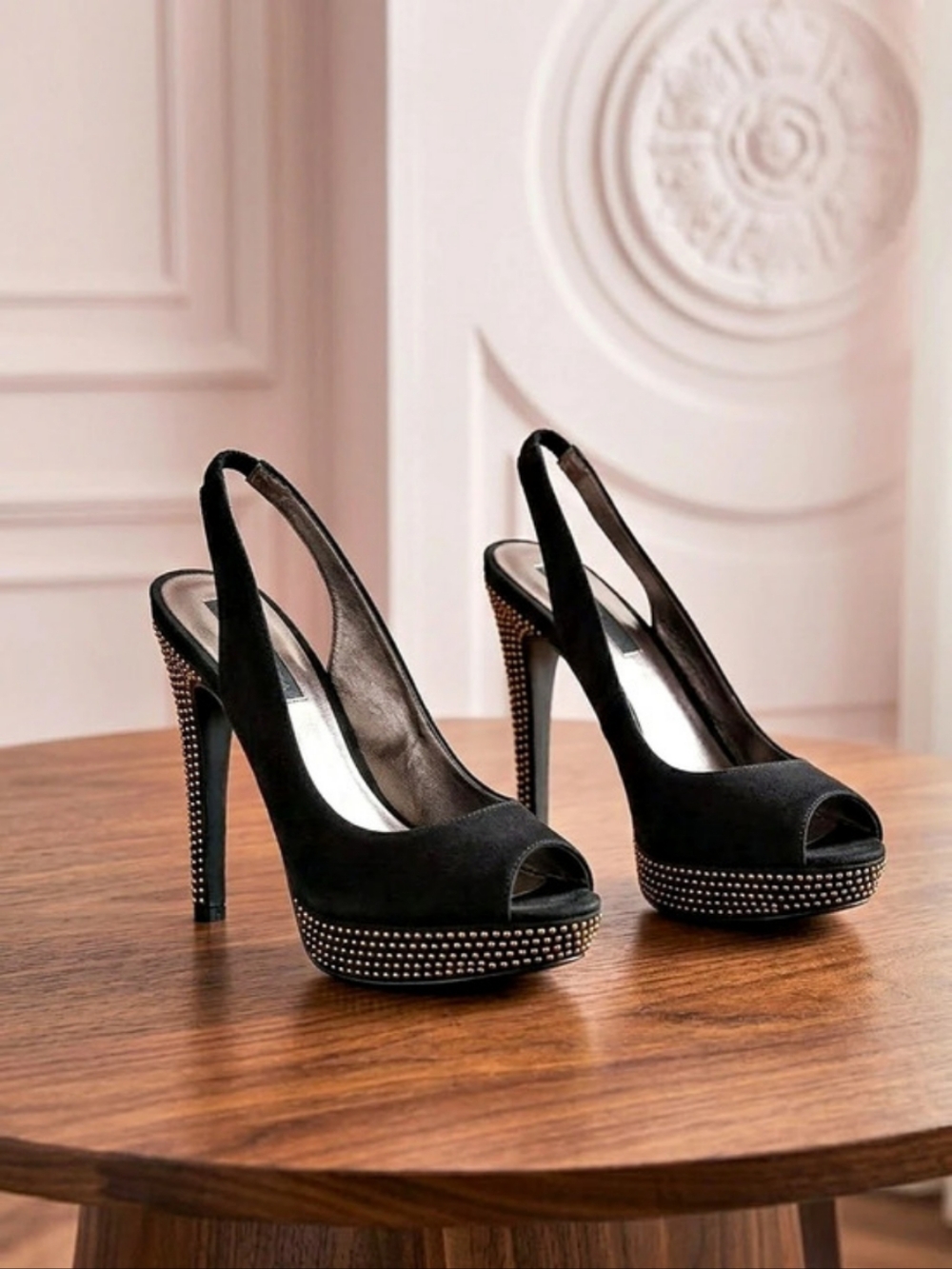 BCBGMAXAZRIA Black Studded Platform Heels